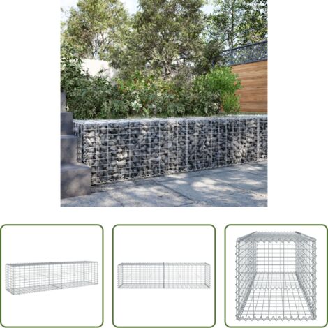 Gabbione in ferro zincato -  Cesto Gabbione con Copertura 200x50x50 cm Ferro Zincato
