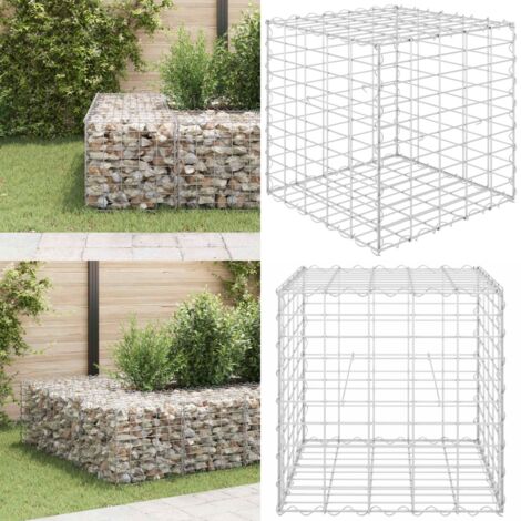 Gabbione Letto Rialzato a Cubo in Filo di Acciaio 50x50x50 cm - Letto rialzato - Gabbione in acciaio