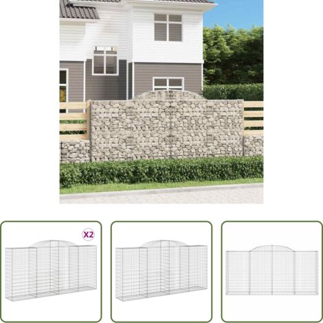 Gabbione per giardino -  Cesti Gabbioni ad Arco 2 pz 300x50x140/160 cm Ferro Zincato