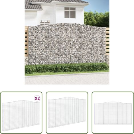 Gabbione per giardino -  Cesti Gabbioni ad Arco 2 pz 400x30x220/240 cm Ferro Zincato