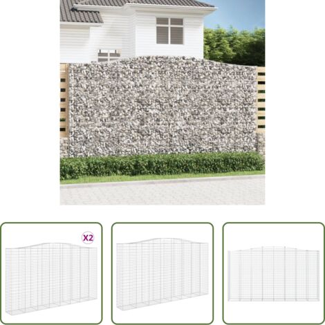 Gabbione per giardino -  Cesti Gabbioni ad Arco 2 pz 400x50x220/240 cm Ferro Zincato