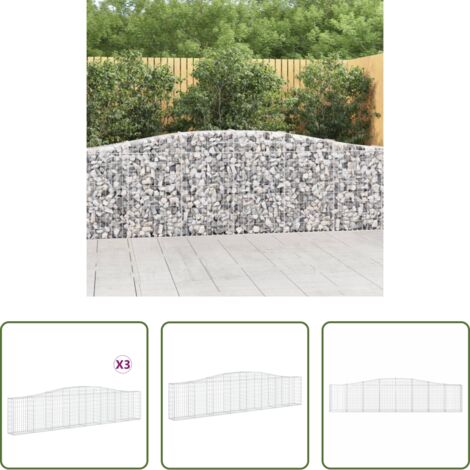Gabbione per giardino -  Cesti Gabbioni ad Arco 3 pz 400x30x80/100 cm Ferro Zincato