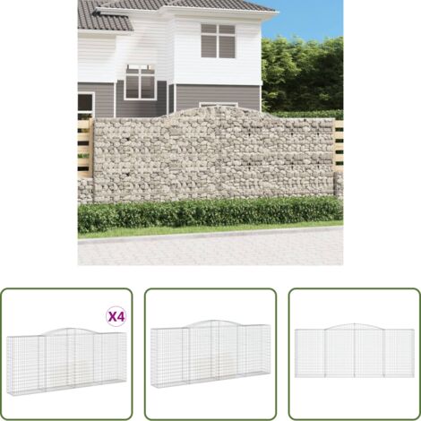Gabbione per giardino -  Cesti Gabbioni ad Arco 4 pz 400x50x160/180 cm Ferro Zincato