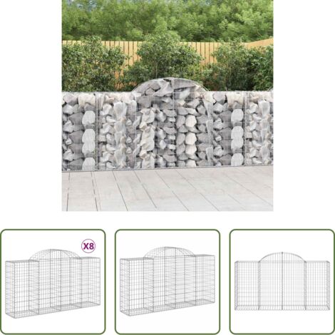 Gabbione per giardino -  Cesti Gabbioni ad Arco 8 pz 200x50x100/120 cm Ferro Zincato