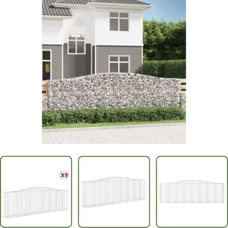 Gabbione per giardino -  Cesti Gabbioni ad Arco 9 pz 400x50x120/140 cm Ferro Zincato