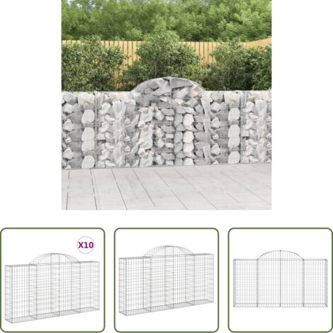 Gabbioni ad arco -  Cesti Gabbioni ad Arco 10 pz 200x30x100/120 cm Ferro Zincato