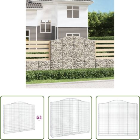Gabbioni ad arco -  Cesti Gabbioni ad Arco 2 pz 200x30x160/180 cm Ferro Zincato