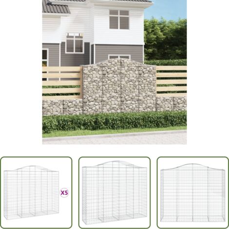 Gabbioni ad arco -  Cesti Gabbioni ad Arco 5 pz 200x50x160/180 cm Ferro Zincato