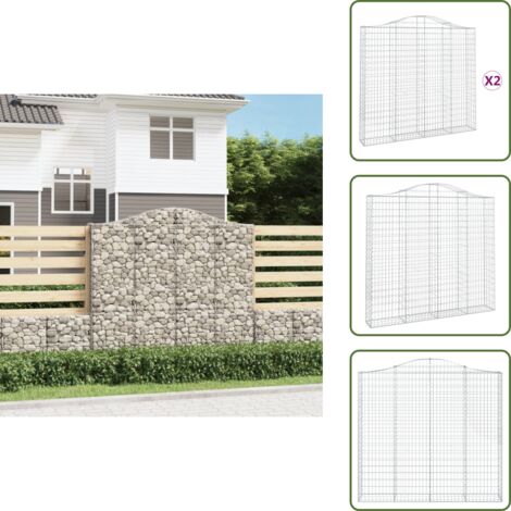 Gabbioni decorativi - vidaXL Cesti Gabbioni ad Arco 2 pz 200x30x180/200 cm Ferro Zincato - Gabbioni fonoassorbenti