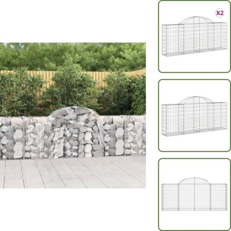 Gabbioni decorativi - vidaXL Cesti Gabbioni ad Arco 2 pz 200x30x80/100 cm Ferro Zincato - Gabbioni fonoassorbenti