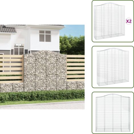 Gabbioni decorativi - vidaXL Cesti Gabbioni ad Arco 2 pz 200x50x200/220 cm Ferro Zincato - Gabbioni fonoassorbenti