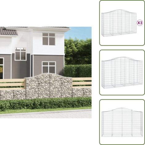 Gabbioni decorativi - vidaXL Cesti Gabbioni ad Arco 3 pz 200x50x120/140 cm Ferro Zincato - Gabbioni fonoassorbenti