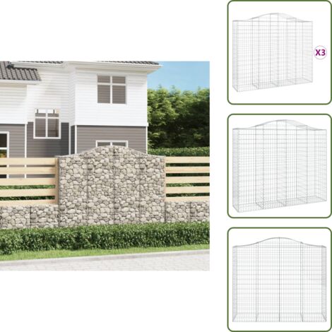 Gabbioni decorativi - vidaXL Cesti Gabbioni ad Arco 3 pz 200x50x160/180 cm Ferro Zincato - Gabbioni fonoassorbenti