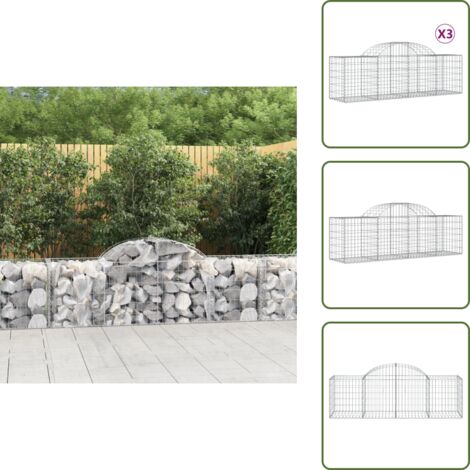 Gabbioni decorativi - vidaXL Cesti Gabbioni ad Arco 3 pz 200x50x60/80 cm Ferro Zincato - Gabbioni fonoassorbenti