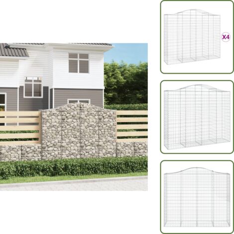 Gabbioni decorativi - vidaXL Cesti Gabbioni ad Arco 4 pz 200x50x160/180 cm Ferro Zincato - Gabbioni fonoassorbenti