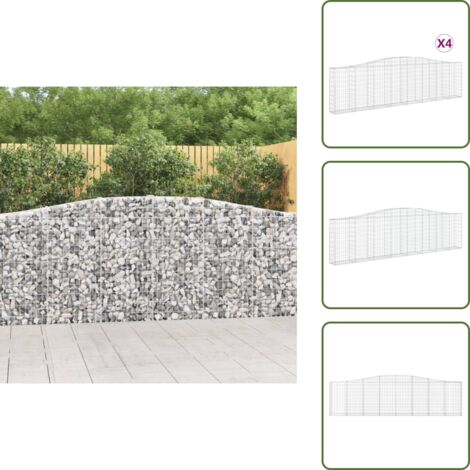 Gabbioni decorativi - vidaXL Cesti Gabbioni ad Arco 4 pz 400x30x100/120 cm Ferro Zincato - Gabbioni fonoassorbenti
