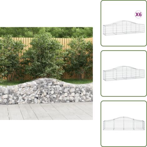 Gabbioni decorativi - vidaXL Cesti Gabbioni ad Arco 6 pz 200x50x40/60 cm Ferro Zincato - Gabbioni fonoassorbenti