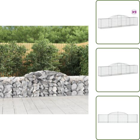 Gabbioni decorativi - vidaXL Cesti Gabbioni ad Arco 9 pz 300x50x60/80 cm Ferro Zincato - Gabbioni fonoassorbenti
