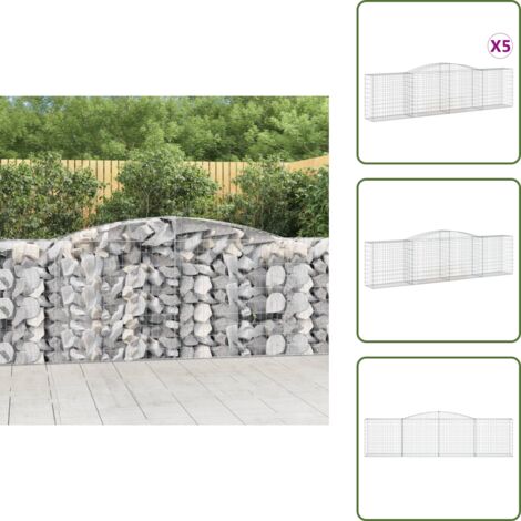 Gabbioni fonoassorbenti - vidaXL Cesti Gabbioni ad Arco 5 pz 400x50x100/120 cm Ferro Zincato - Gabbioni in ferro zincato