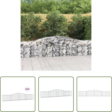 Gabbioni per contenimento -  Cesti Gabbioni ad Arco 10 pz 400x50x60/80 cm Ferro Zincato
