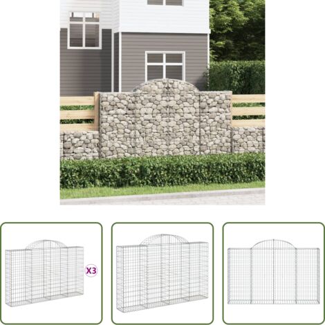Gabbioni per contenimento -  Cesti Gabbioni ad Arco 3 pz 200x30x120/140 cm Ferro Zincato