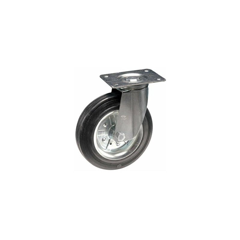 Image of Brixo - Gabelrad mit verzinkter Stahldrehplatte und Gummi -Ring - Ø100 mm.