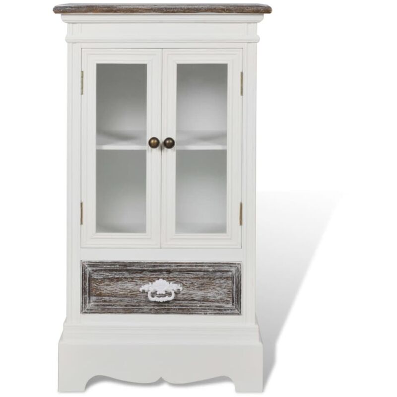 

vidaXL Vitrina baja con dos puertas y un cajón de madera blanca - Blanco