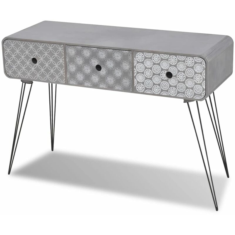 

vidaXL Mesa consola con tres cajones gris - Gris