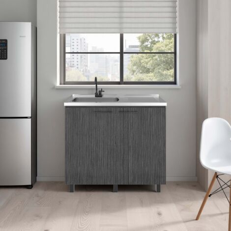 Gabinete bajo Napoles con fregadero, roble gris