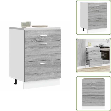 Gabinete cocina - vidaXL Armario bajo de cocina "Lyon" gris Sonoma de madera de ingeniería - Madera de ingeniería