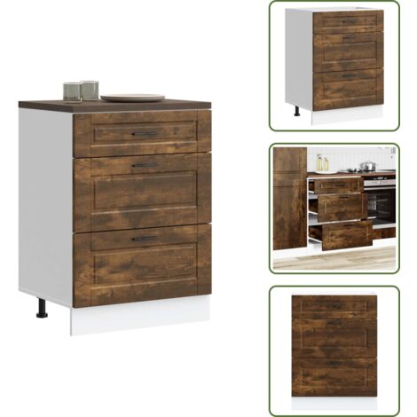 Gabinete cocina - vidaXL Mueble bajo de cocina porto roble ahumado madera reconstituida - Muebles de cocina