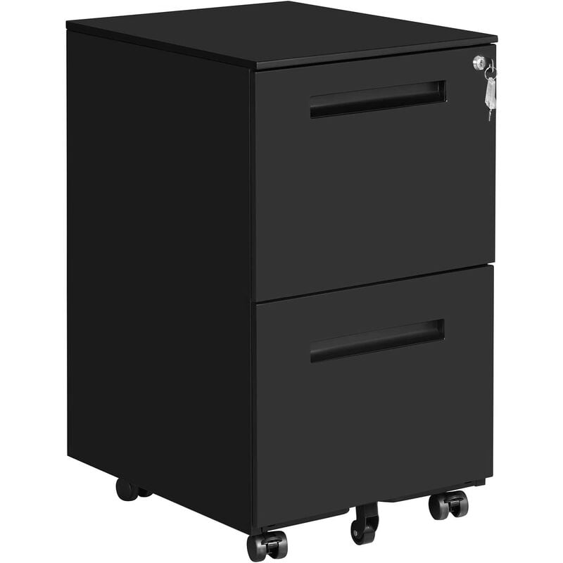 

Songmics - Gabinete de Archivos Móvil, con 2 Cajones, Cierre, para Documentos de Oficina, Carpetas Suspendidas, Premontado, 39 x 50 x 69,5 cm (Largo