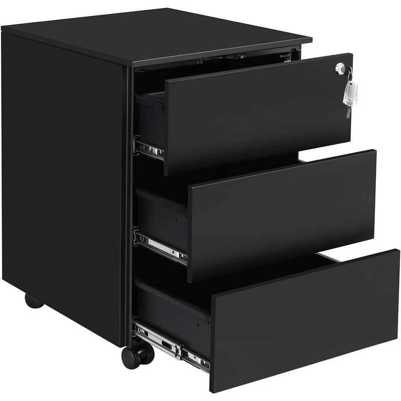 

Songmics - Gabinete de Archivos Móvil, con 3 Cajones, Cierre, para Documentos de Oficina, Carpetas Suspendidas, Premontado, 39 x 45 x 55 cm (Largo x