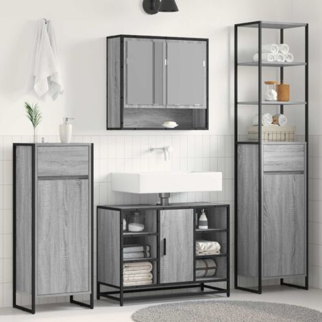 Gabinete de Baño con cajón Gris  40 x 30 x 100 cm