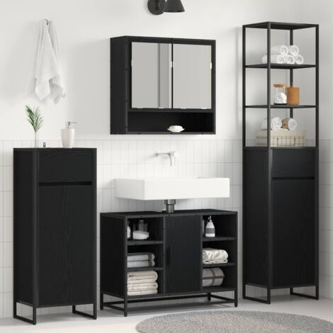 Gabinete de Baño con cajón Roble Negro 40 x 30 x 100 cm