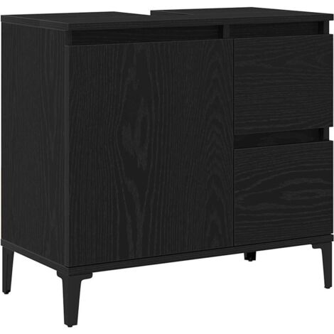 Gabinete de Baño con cajón Roble Negro 65 x 33 x 60 cm vidaXL