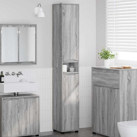 Gabinete de Baño con estante Gris  30,5 x 30 x 195 cm