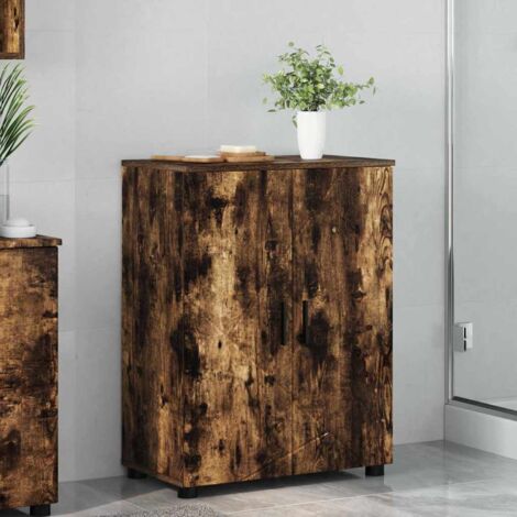 Gabinete de Baño con estante Roble ahumado 60 x 35 x 80 cm