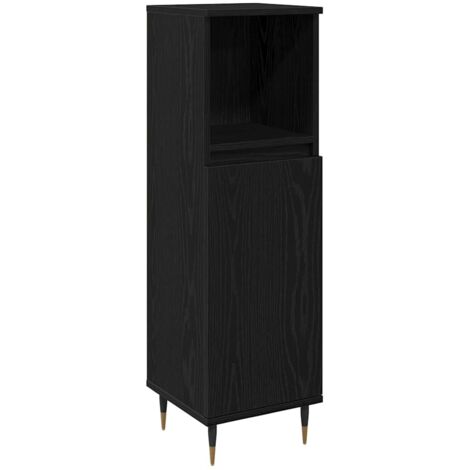 Gabinete de Baño con estante Roble Negro 30 x 30 x 100 cm vidaXL