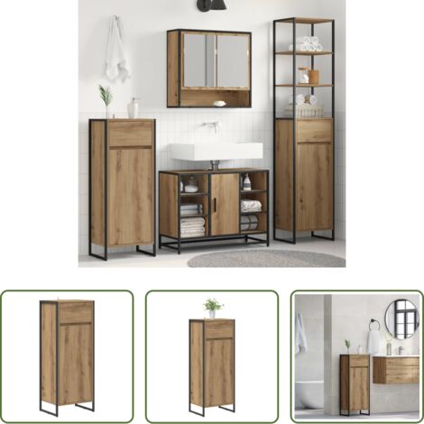 Gabinete de baño -  Gabinete de Baño con cajón Roble Artesanal 40 x 30 x 100 cm