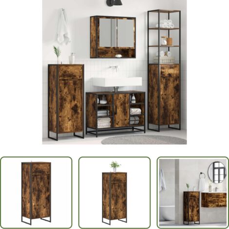 Gabinete de baño -  Gabinete de Baño con cajón Roble Humo 40 x 30 x 100 cm