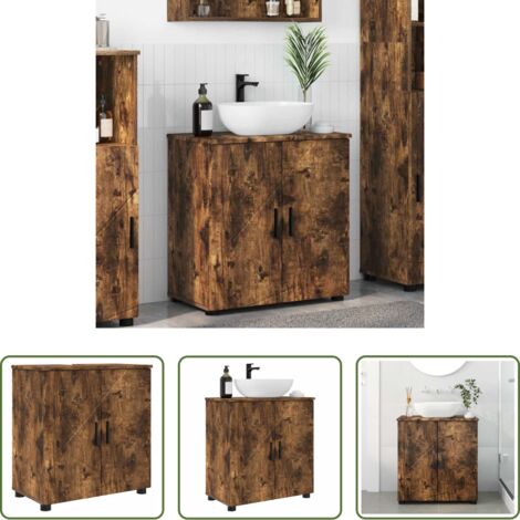 Gabinete de baño -  Gabinete de Baño con puerta Roble ahumado 61 x 35 x 64 cm
