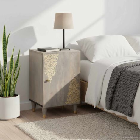 Gabinete de Baño Gris 38 x 33 x 58 cm Madera maciza de Mango