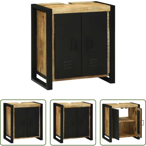 Gabinete de baño -  Mueble de lavabo Marrón 55 x 35 x 60 cm Madera de mango maciza