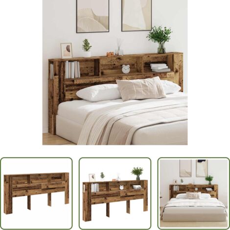 Gabinete de cabecera -  Cabecero con armario Madera vieja 220 x 18,5 x 102,5 cm
