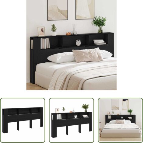 Gabinete de cabecera -  Cabecero con armario Roble Negro 220 x 18,5 x 102,5 cm