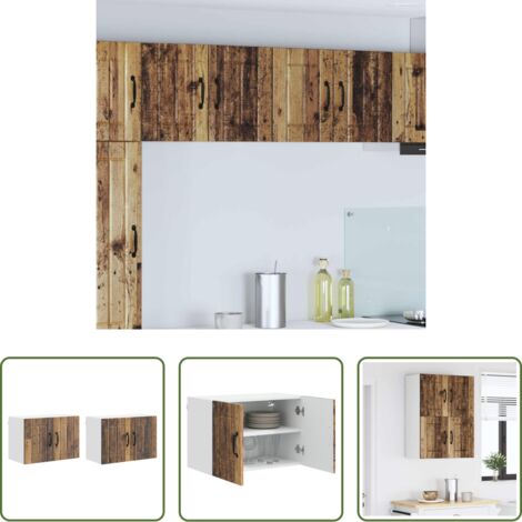 Gabinete de cocina -  Gabinetes de pared de cocina 2 pcs Madera vieja 60 x 31 x 40 cm