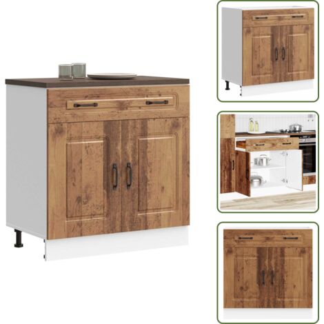 Gabinete de cocina - vidaXL Mueble bajo de cocina Kalmar de madera antigua de ingeniería - Muebles de cocina