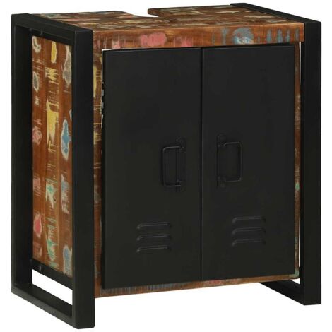 Gabinete de Lavabo con puerta Marrón Madera maciza recuperada