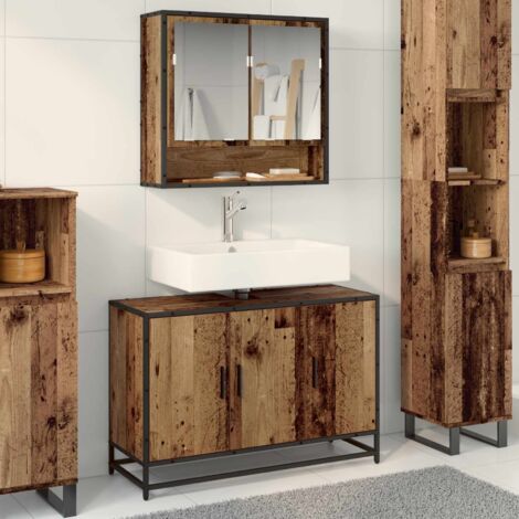 Gabinete de Lavabo para Baño Madera vieja 90 x 33 x 60 cm